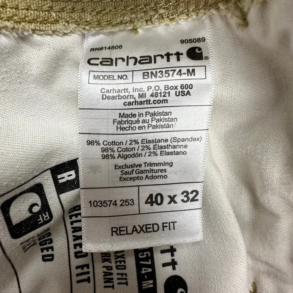 Carhartt Mens Relaxed Fit Cargo Pants Tan Canvas Workwear 40x32 Distressed READ